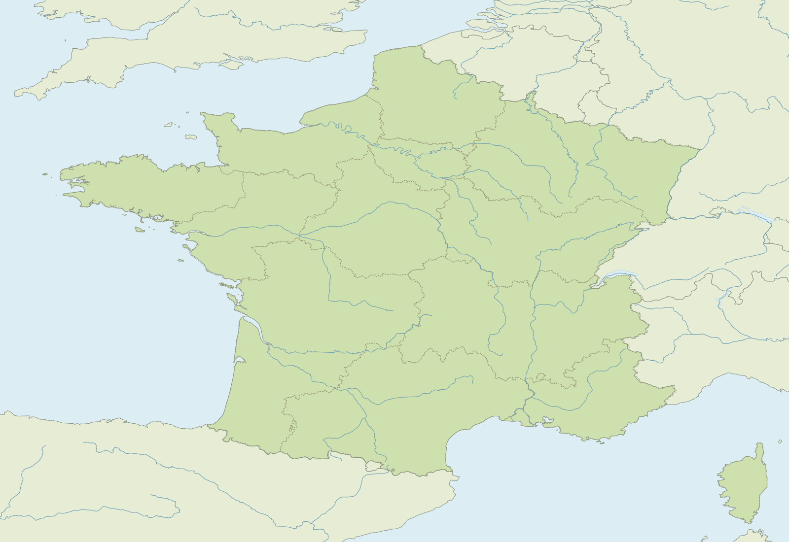 Aperçu du fond : La France métropolitaine, régions et repères
